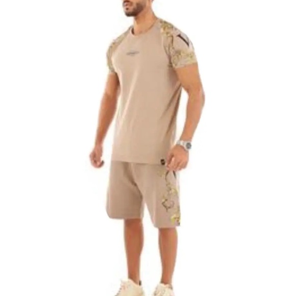 Avenue George V Paris Short set Beige 2 piece Set Baroque design Rhinestone L - Picture 2 of 5